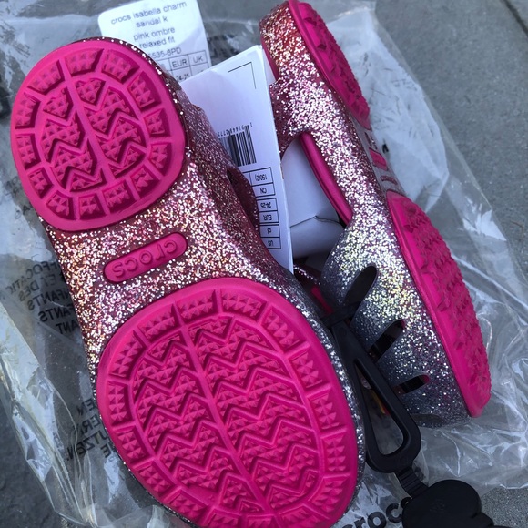 New Crocs Unicorn Charm Glitter Sandals Girls Kids - Picture 5 of 16